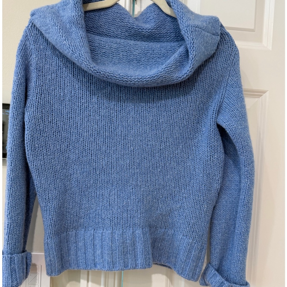 Anthropologie Light Blue Cowl-Neck Knit Sweater